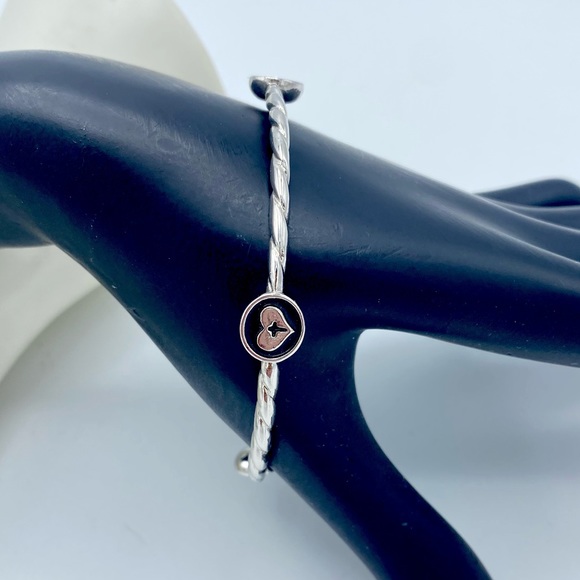 Bob Siemon Designs Cross in Heart Four Station Cable Inspired Bangle Bracelet - Picture 5 of 6